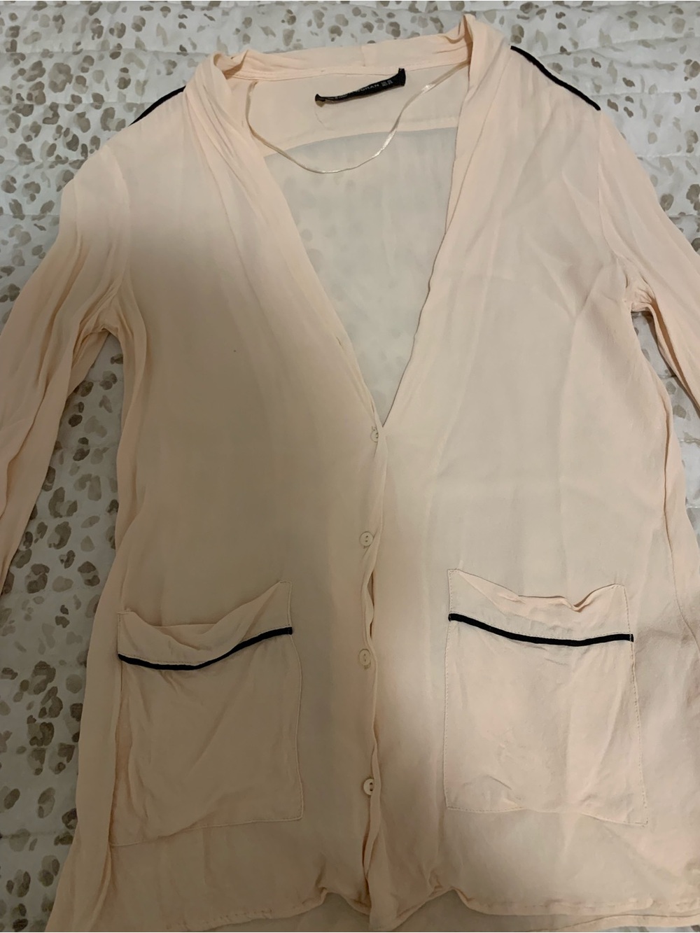 Zara Peach Blouse with Tie Detail